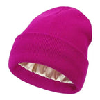 Winter Beanie Wool Outer Silk Lining Lightweight Warmth