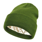 Winter Beanie Wool Outer Silk Lining Lightweight Warmth