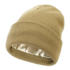 Winter Beanie Wool Outer Silk Lining Lightweight Warmth