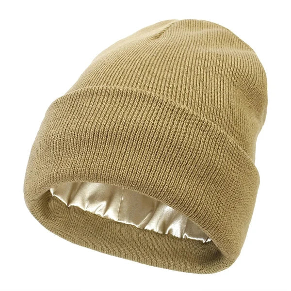 Winter Beanie Wool Outer Silk Lining Lightweight Warmth