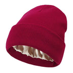 Winter Beanie Wool Outer Silk Lining Lightweight Warmth