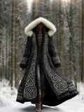 Winter Coat Hooded Flared Maxi Braided Details