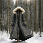 Winter Coat Hooded Flared Maxi Braided Details