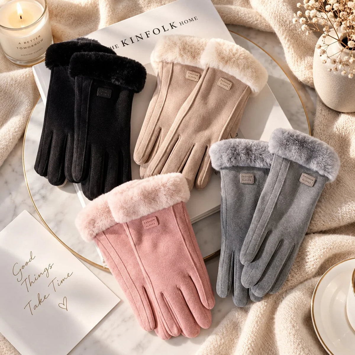 Winter Gloves Fleece-Lined Touchscreen Windproof