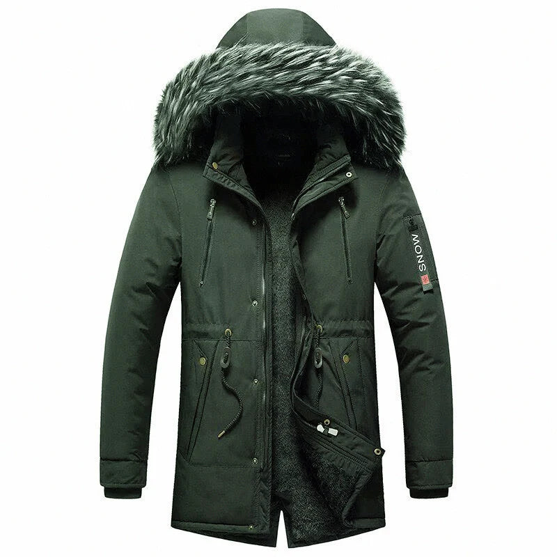 Winter Parka Padded Water-Repellent Removable Faux Fur Trim Hood