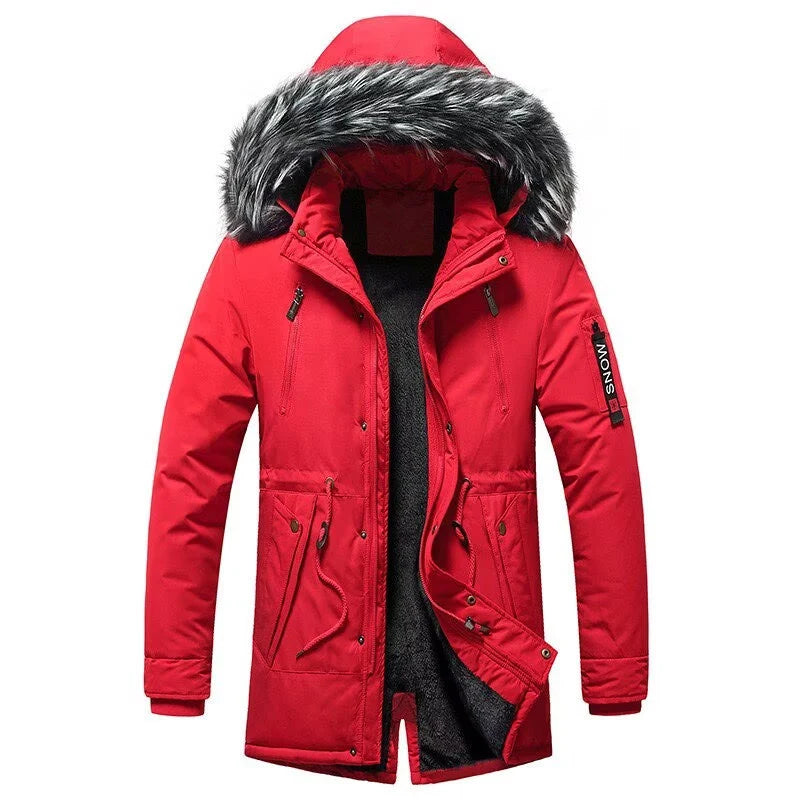 Winter Parka Padded Water-Repellent Removable Faux Fur Trim Hood