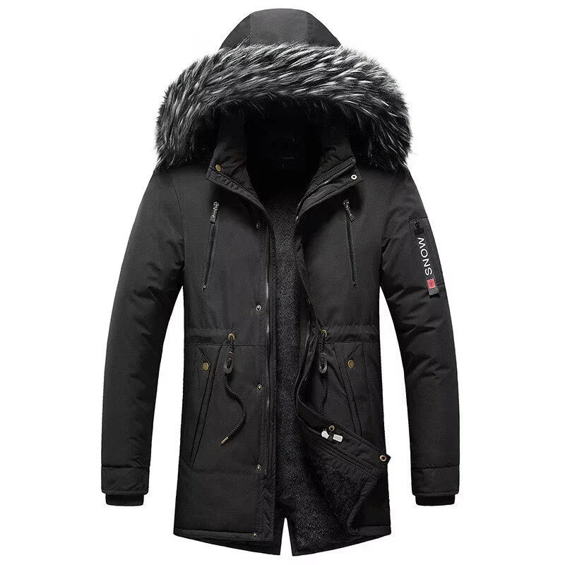 Winter Parka Padded Water-Repellent Removable Faux Fur Trim Hood