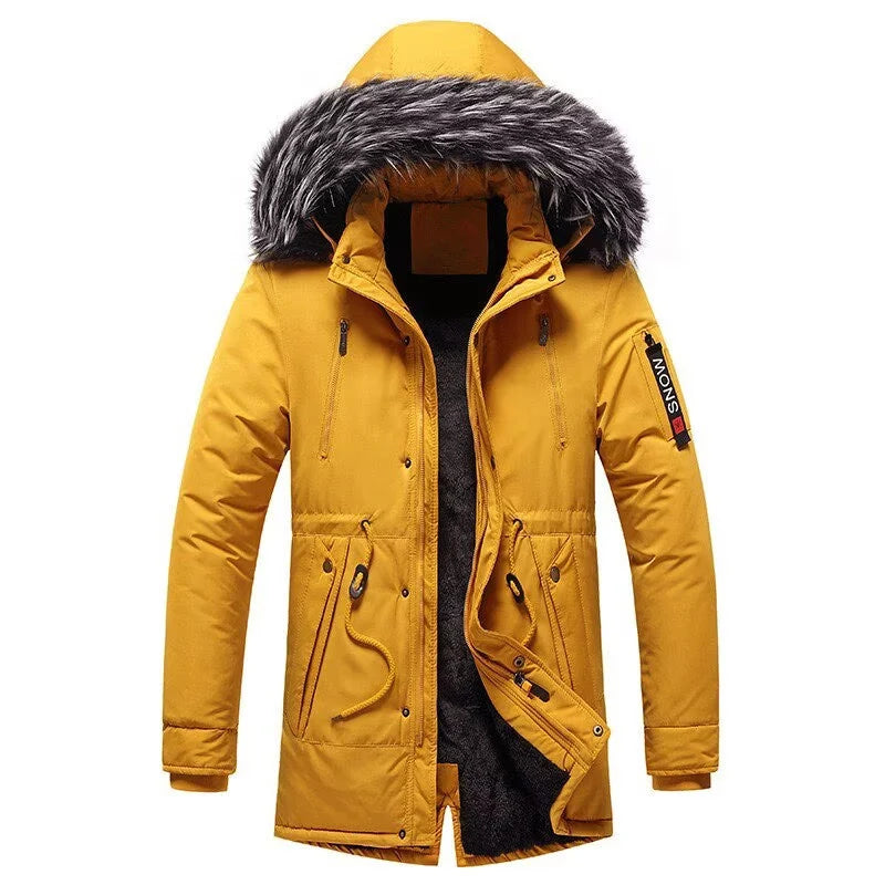 Winter Parka Padded Water-Repellent Removable Faux Fur Trim Hood
