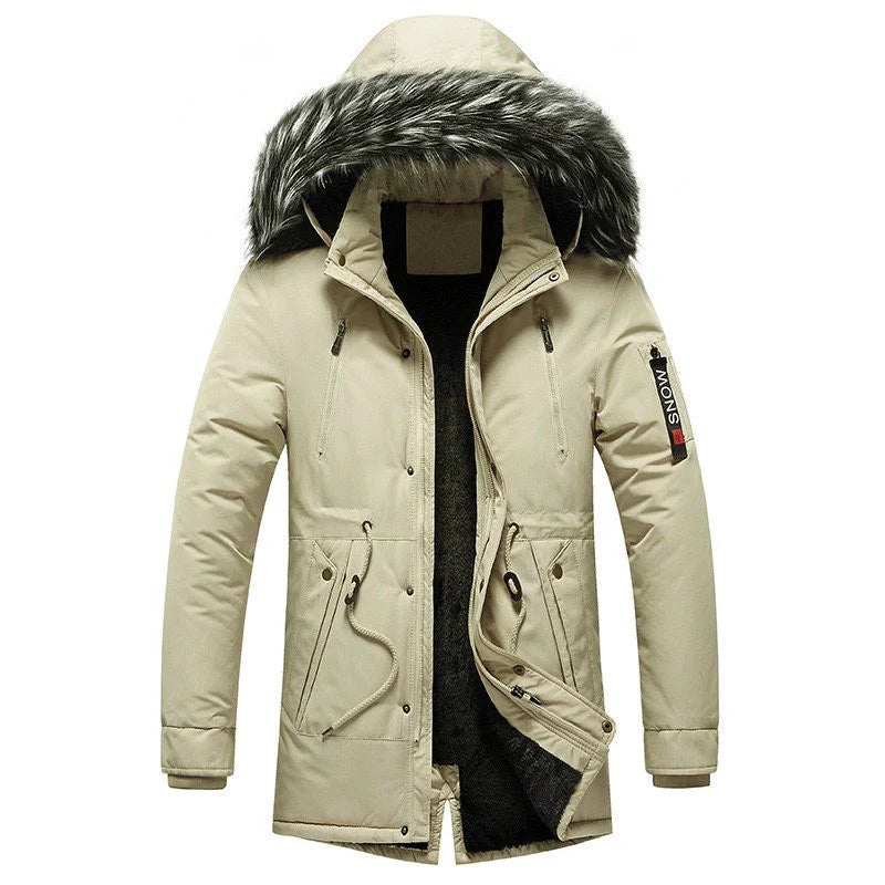 Winter Parka Padded Water-Repellent Removable Faux Fur Trim Hood