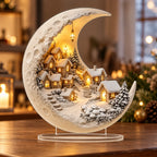 Winter Village Decoration Acrylic Crescent Moon Display Tool-Free Assembly