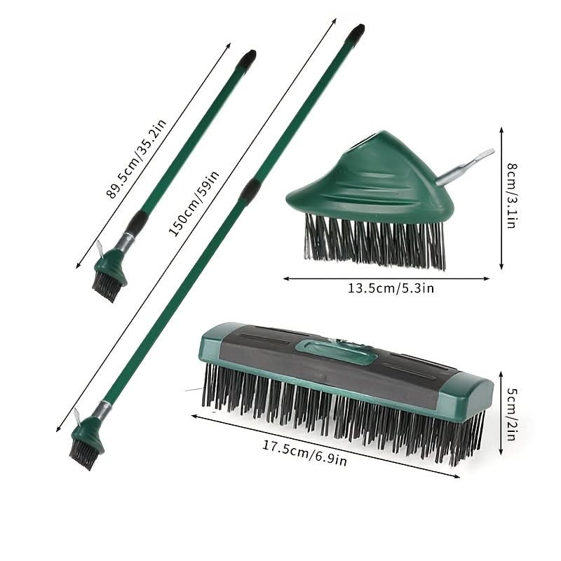 Wire Brush Telescopic Handle Steel Bristles & Interchangeable Heads