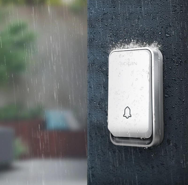 Wireless Doorbell Battery-Free Kinetic Button 394 Ft Range