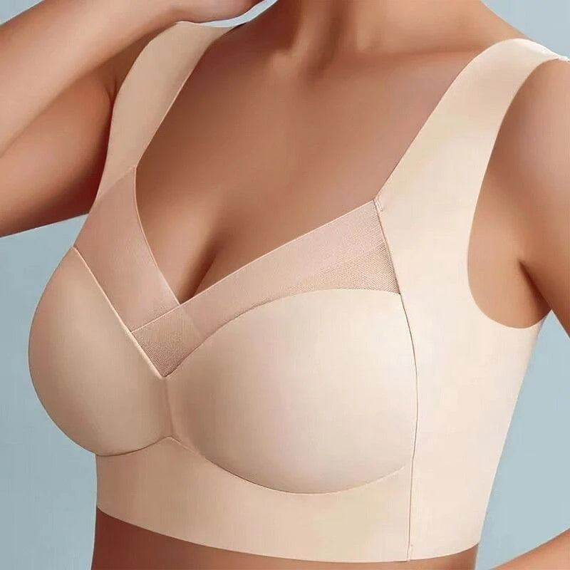 Wireless Support Bra Seamless Molded Fit Wide Straps