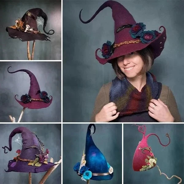 Witch Hat Handcrafted Wool Felt Adjustable Fit