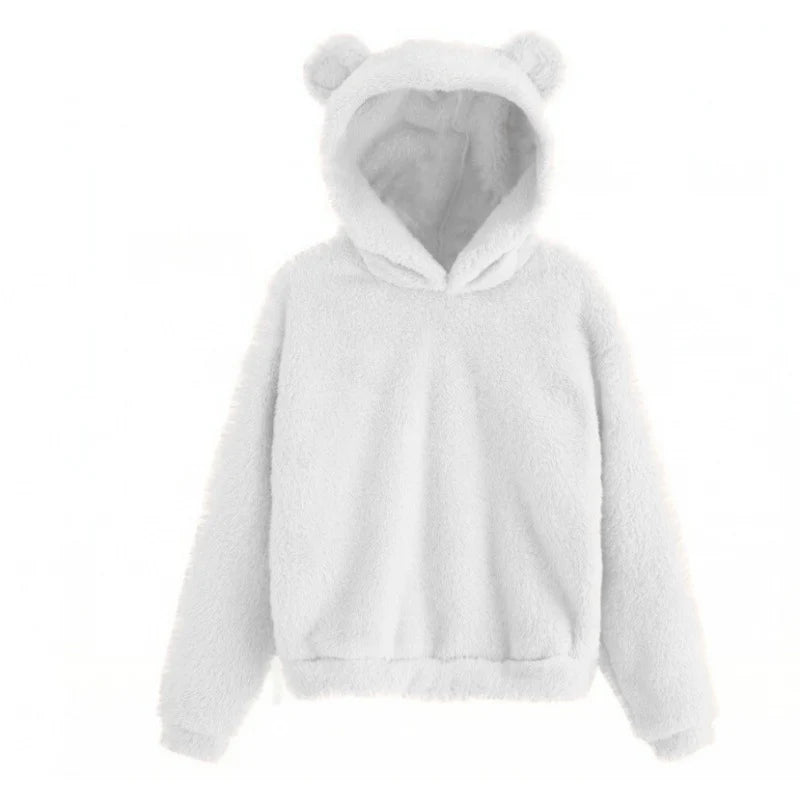 Women's Hoodie Teddy Fleece Oversized Fit Bear Ear Hood