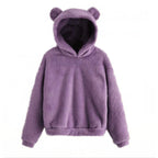 Women's Hoodie Teddy Fleece Oversized Fit Bear Ear Hood