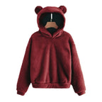 Women's Hoodie Teddy Fleece Oversized Fit Bear Ear Hood