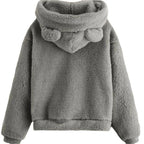 Women's Hoodie Teddy Fleece Oversized Fit Bear Ear Hood