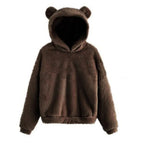 Women's Hoodie Teddy Fleece Oversized Fit Bear Ear Hood