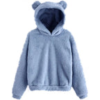 Women's Hoodie Teddy Fleece Oversized Fit Bear Ear Hood