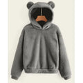 Women's Hoodie Teddy Fleece Oversized Fit Bear Ear Hood