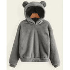 Women's Hoodie Teddy Fleece Oversized Fit Bear Ear Hood