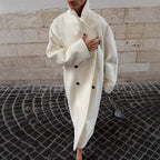 Women's Maxi Coat Wool Blend Cocoon Fit Stand Collar