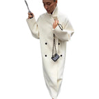 Women's Maxi Coat Wool Blend Cocoon Fit Stand Collar