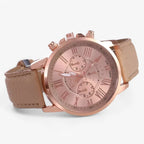 Women's Watch Genuine Leather Strap Roman Numerals & Date Display