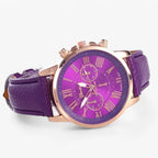 Women's Watch Genuine Leather Strap Roman Numerals & Date Display