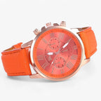 Women's Watch Genuine Leather Strap Roman Numerals & Date Display