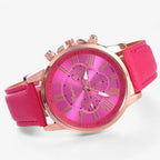 Women's Watch Genuine Leather Strap Roman Numerals & Date Display