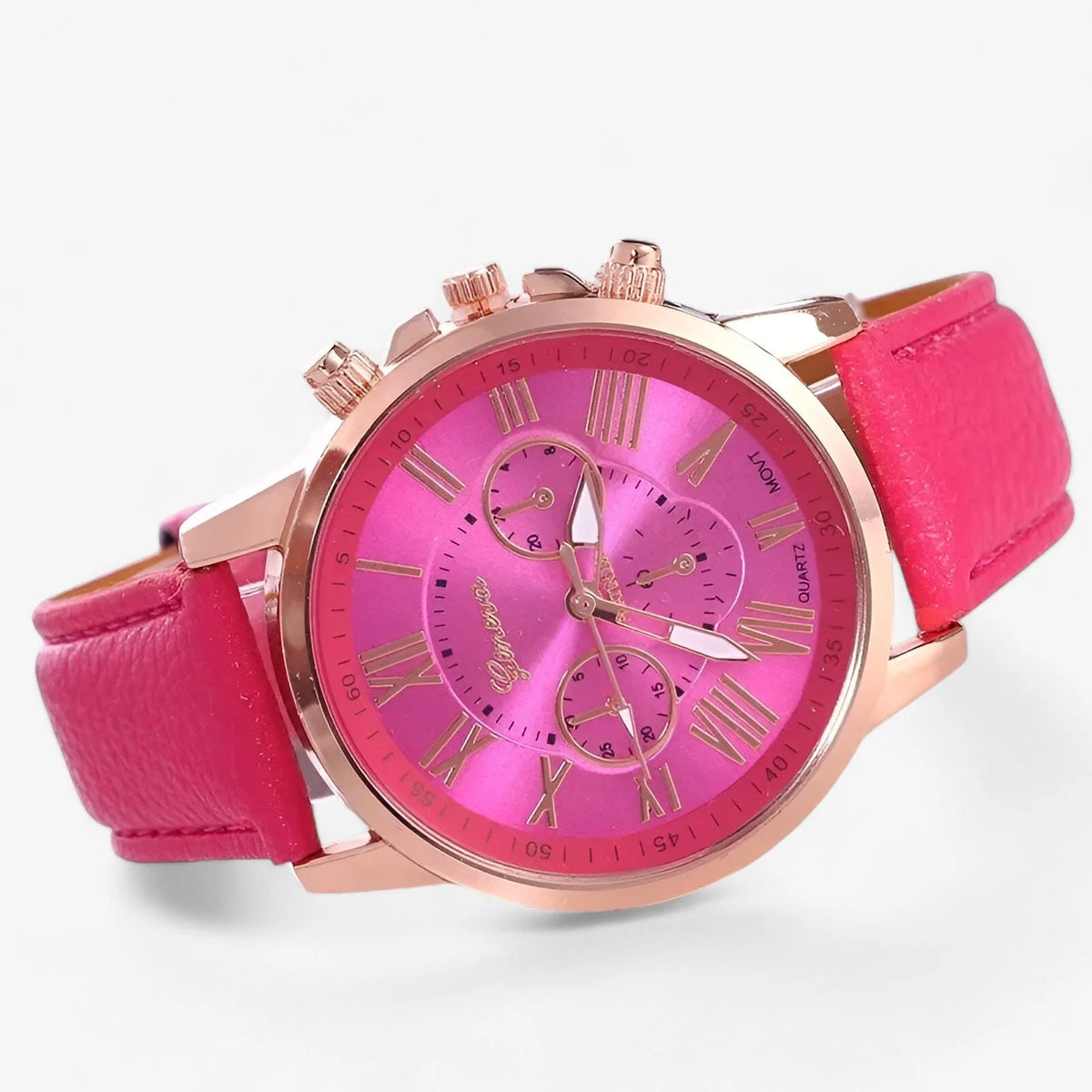 Women's Watch Genuine Leather Strap Roman Numerals & Date Display
