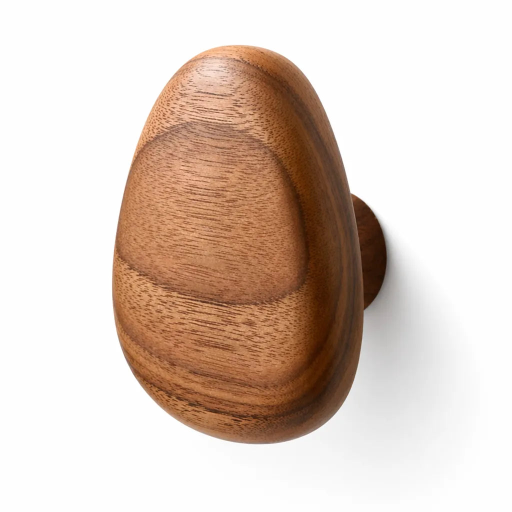 Wood Wall Hook Pebble-Shaped Adhesive Backing