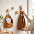 Wood Wall Hook Pebble-Shaped Adhesive Backing