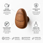 Wood Wall Hook Pebble-Shaped Adhesive Backing