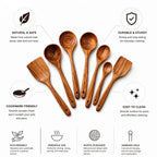 Wooden Utensil Set Teak Wood Cookware Friendly
