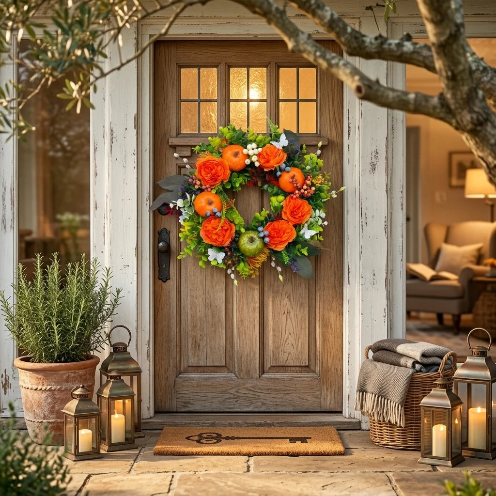 Wreath Autumn Artificial Weather-Resistant Indoor & Outdoor