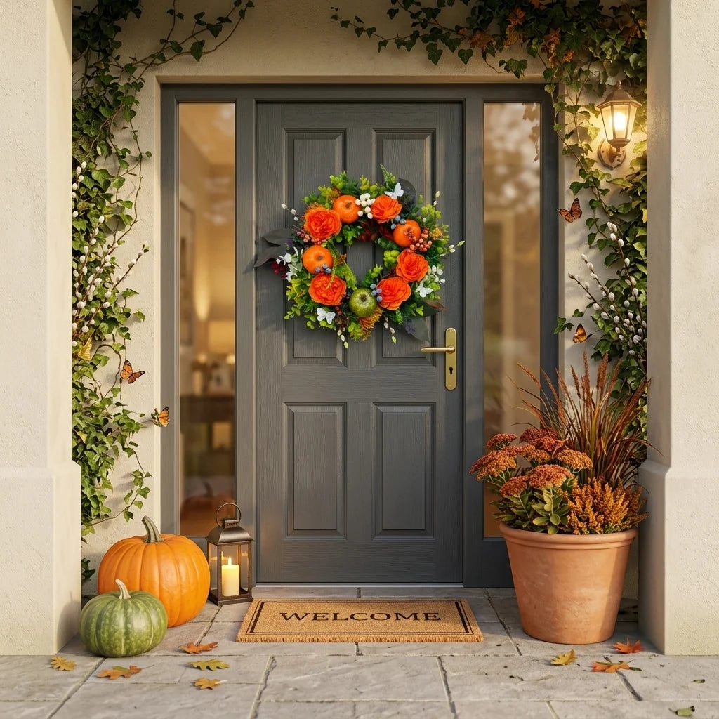 Wreath Autumn Artificial Weather-Resistant Indoor & Outdoor