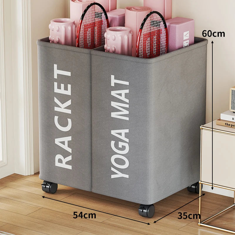 Yoga Mat Storage Cart Two Compartments Locking Swivel Casters