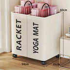 Yoga Mat Storage Cart Two Compartments Locking Swivel Casters