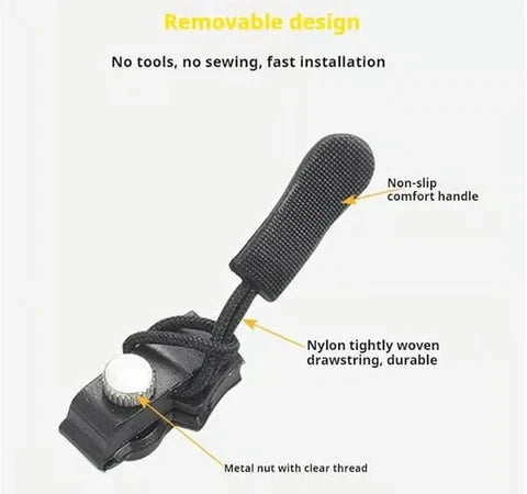 Zipper Pulls Tool-Free Clamp Metal Screw 6-Piece