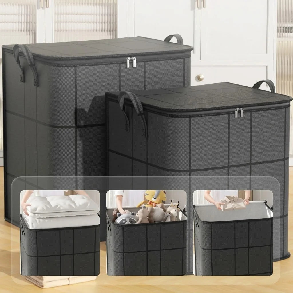 Zippered Storage Bag Tear-Resistant Nonwoven Reinforced Handles