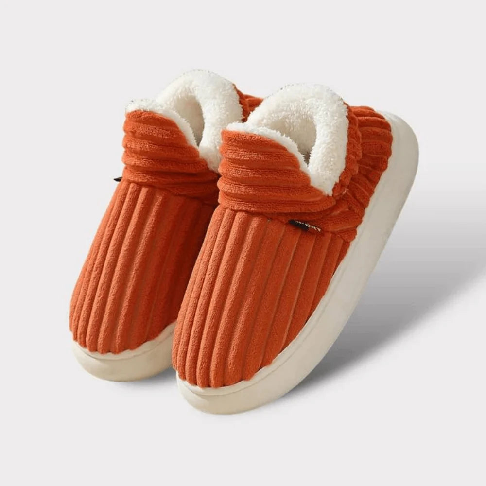 Slippers Warm Plush Lining Non-Slip Rubber Sole