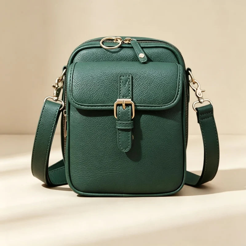 Crossbody Bag Anti-Theft Zippers Compact Square Design Adjustable Strap