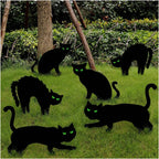 Black Cat Yard Signs Glow-in-the-Dark Eyes Weather-Resistant Set of 6