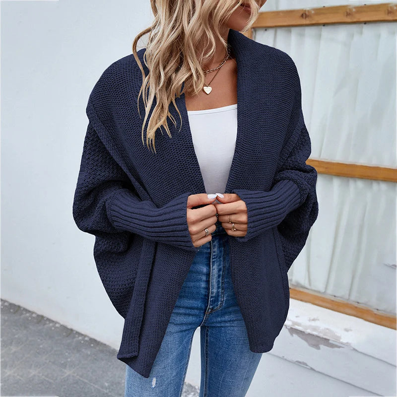 Women's Cardigan Loose Knit Batwing Sleeves Relaxed Fit