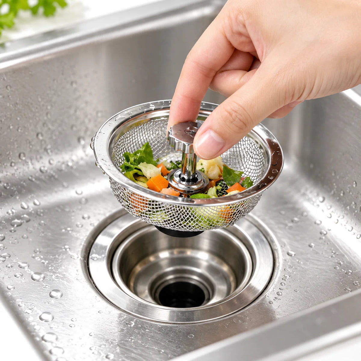 Kitchen Sink Strainer Stainless Steel Basket & Stopper