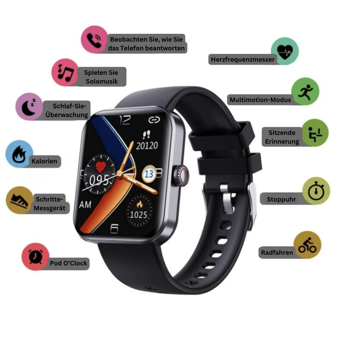 Smartwatch Non-Invasive Glucose Trend, Heart Rate & Sleep Tracking
