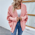Women's Cardigan Loose Knit Batwing Sleeves Relaxed Fit